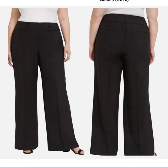 Lane Bryant The Allie Wide Leg Pants Tailored Stretch Womens Size 24R - Black - Picture 1 of 14